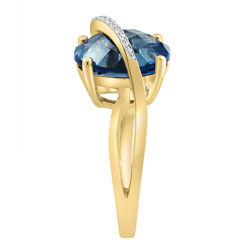 EFFY Oval London Blue Topaz Diamond Swirl Ring in 14k Yellow Gold image number null